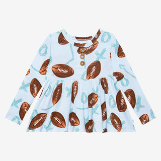 Posh Peanut Field Day L/S Henley Peplum Top & Bloomer Set, Posh Peanut, Football, Posh Peanut, Posh Peanut Bummie Set, Posh Peanut Fall 2021, Posh Peanut Field Day, Posh Peanut Field Day L/S