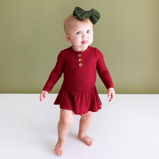 Posh Peanut Bordeaux Waffle L/S Henley Twirl Skirt Bodysuit, Posh Peanut, Posh Peanut, Posh Peanut Bordeaux, Posh Peanut Bordeaux Waffle, Posh Peanut Dress, Posh PEanut Fall 3, Posh Peanut Ho