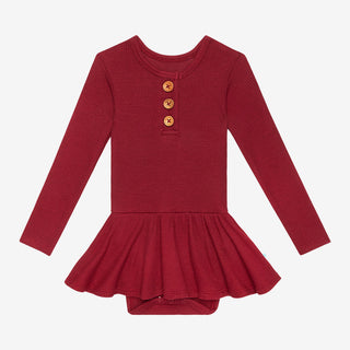 Posh Peanut Bordeaux Waffle L/S Henley Twirl Skirt Bodysuit, Posh Peanut, Posh Peanut, Posh Peanut Bordeaux, Posh Peanut Bordeaux Waffle, Posh Peanut Dress, Posh PEanut Fall 3, Posh Peanut Ho