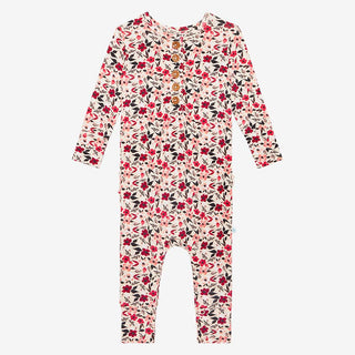 Posh Peanut Janie L/S Ruffled Henley Romper, Posh Peanut, cf-size-12-18-months, cf-size-2t, cf-size-3-6-months, cf-type-romper, cf-vendor-posh-peanut, Long Sleeve Ruffled Romper, Posh Peanut,