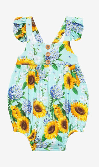 Posh Peanut Sunny Henley Ruffled Capsleeve Bubble Romper, Posh Peanut, Posh Custom Sale, Posh Peanut, Posh Peanut Henley Ruffled Caplseeve Bubble Romper, Posh Peanut Ruffled Caplseeve Bubble
