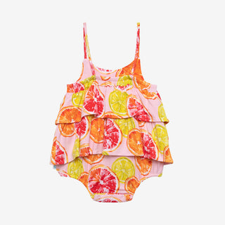 Posh Peanut Citrine Basic Ruffled Spaghetti Romper, Posh Peanut, Posh Peanut, Posh Peanut Basic Ruffled Spaghetti Romper, Posh Peanut Citrine, Posh Peanut Citrine Basic Ruffled Spaghetti Romp