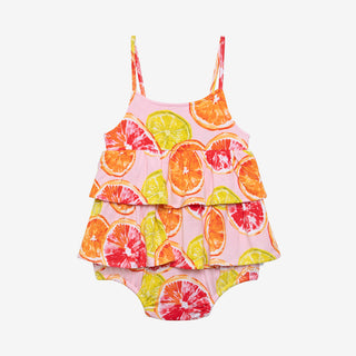 Posh Peanut Citrine Basic Ruffled Spaghetti Romper, Posh Peanut, Posh Peanut, Posh Peanut Basic Ruffled Spaghetti Romper, Posh Peanut Citrine, Posh Peanut Citrine Basic Ruffled Spaghetti Romp