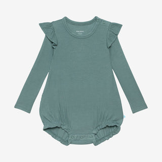 Posh Peanut Arctic Waffle L/S Ruffled Bubble Romper, Posh Peanut, Bubble Romper, cf-size-6-12-months, cf-type-romper, cf-vendor-posh-peanut, Long Sleeve Bubble Romper, Posh Peanut, Posh Peanu