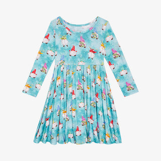 Posh Peanut Gnomey L/S Basic Twirl Dress, Posh Peanut, Jolly Holiday Sale, Posh Peanut, Posh Peanut Dress, Posh Peanut Fall 2021, Posh Peanut Fall 3, Posh Peanut Gnomey, Posh Peanut Holiday 2