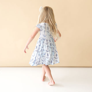 Posh Peanut Anchors Away Ruffled Capsleeve Henley Twirl Dress, Posh Peanut, Posh Peanut, Posh Peanut Anchors Away, Posh Peanut Anchors Away Ruffled Capsleeve Henley Twirl Dress, Posh Peanut R