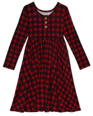 Posh Peanut Grayson L/S Henley Twirl Dress, Posh Peanut, All Things Holiday, Posh Peanut, Posh Peanut Buffalo Check, Posh Peanut Christmas, Posh Peanut Dress, Posh Peanut Grayson, Posh Peanut