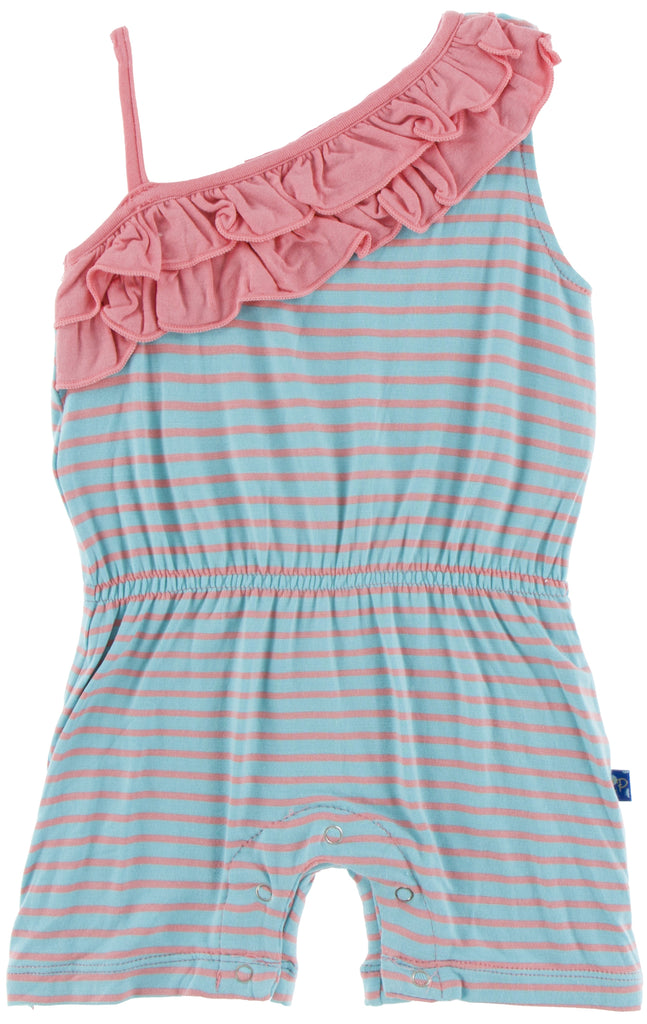 KicKee Pants Strawberry Stripe Diagonal Ruffle Romper Basically Bows