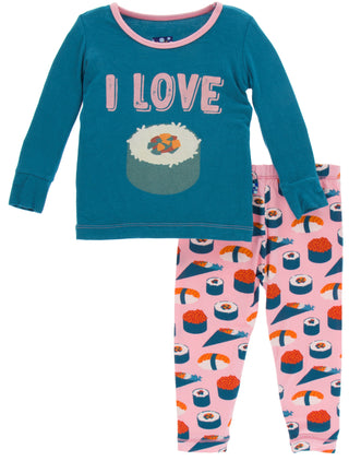KicKee Pants Lotus Sushi L/S Pajama Set, Kickee Pants, Black Friday, CM22, Cyber Monday, Els PW 8258, End of Year, End of Year Sale, KicKee, kickee Pajama Set, KicKee Pants, KicKee Pants Lotu