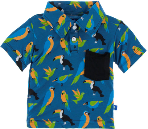 KicKee Pants Twilight Tropical Birds S/S Polo with Pocket, KicKee Pants, Amazon, Black Friday, Brazil, cf-size-2t, cf-type-kickee-pants-brazil, cf-vendor-kickee-pants, CM22, Cyber Monday, Els