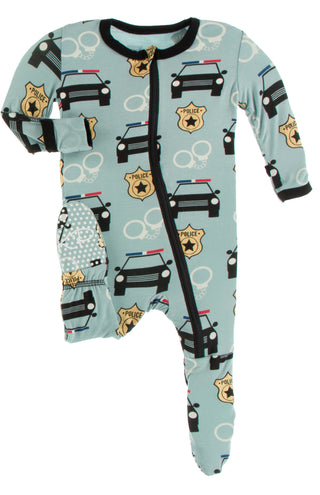 KicKee Pants Jade Law Enforcement Footie with Zipper, KicKee Pants, Bamboo Footie, CM22, Footie, Footie with Zipper, Gender Neutral Footie, KicKee, KicKee Footie, KicKee Footie with Zipper, K