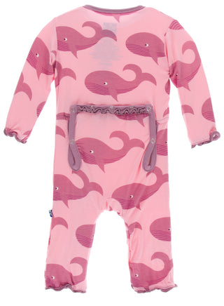 KicKee Pants Lotus Whales Muffin Ruffle Coverall with Zipper, KicKee Pants, CM22, Coverall, Coverall with Zipper, KicKee, KicKee Oceanography, KicKee Pants, KicKee Pants Coverall, KicKee Pant