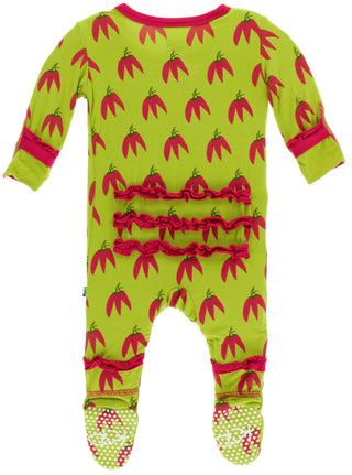 KicKee Pants Meadow Chili Pepper Layette Classic Ruffle Footie with Zipper, KicKee Pants, Black Friday, Chili Pepper, Classic Ruffle Footie with Zipper, CM22, Cyber Monday, Els PW 5060, Els P