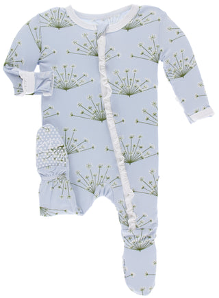 KicKee Pants Dew Dill Classic Ruffle Footie with Zipper, KicKee Pants, Botany, Classic Ruffle Footie with Zipper, CM22, Els PW 5060, Footie with Zipper, KicKee, KicKee Botany, KicKee Footie w