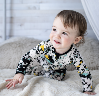 Peregrine Kidswear Splatter Paint Footie, Peregrine Kidswear, Bamboo Footie, CM22, Footed Sleeper, Footie, Peregrine, Peregrine Footed Sleeper, Peregrine Footie, Peregrine Kidswear, Peregrine