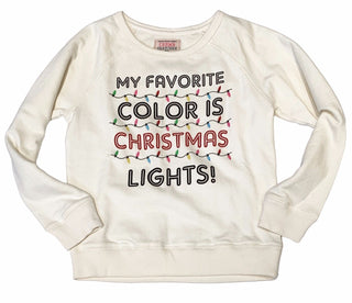 Crumbs Kids Clothing My Favorite Color Sweatshirt, Crumbs Kids Clothing, All Things Holiday, Christmas, Christmas in July, Christmas Lights, Christmas shirt, crumb snatcher, Crumbs, Crumbs Ki