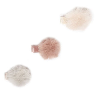 iloveplum Teddy Mini Faux Fur Hair Clip Set, iloveplum, accessories, Accessory, Clippie, Els PW 5060, faux fur, Faux Fur Pom Clip, Hair Accessory, Hair Clip Bow Set, Hair Clip Set, iloveplum,