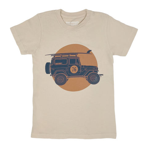 Tiny Whales Trailblazer Sand S/S Tee, Tiny Whales, Boys, Boys Clothing, cf-size-10y, cf-type-shirt, cf-vendor-tiny-whales, Jeep, Made in the USA, Short Sleeve Tee, Tiny Whales, tiny whales SS