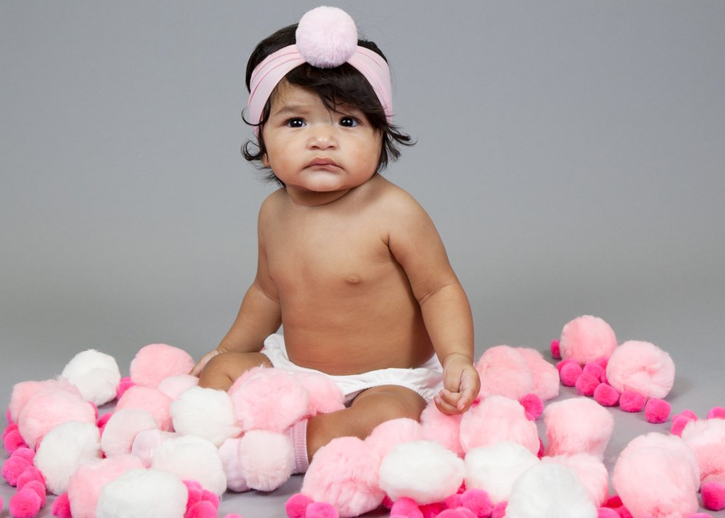 Baby girl pom pom headband on sale