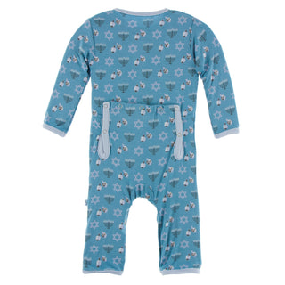KicKee Pants Blue Moon Hanukkah Coverall with Zipper, KicKee Pants, All Things Holiday, Boys Hanukkah, Chanukah, CM22, Coverall, Coverall with Zipper, Coveralls, First Hanukkah, Fitted Covera