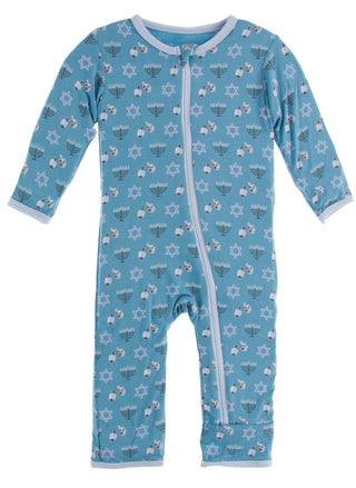 KicKee Pants Blue Moon Hanukkah Coverall with Zipper, KicKee Pants, All Things Holiday, Boys Hanukkah, Chanukah, CM22, Coverall, Coverall with Zipper, Coveralls, First Hanukkah, Fitted Covera
