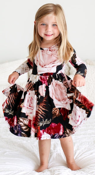 Posh Peanut Zoey Floral L/S Twirl Dress, Posh Peanut, Dress, Posh PEanut, Posh Peanut Dress, Posh Peanut Twirl Dress, Posh Peanut Zoey Floral L/S Twirl Dress, Posh Peanut Zoey Floral Long Sle