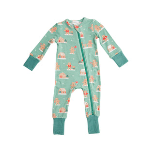 Angel Dear Green Gingerbread 2 Way Zipper Romper, Angel Dear, All Things Holiday, Angel Dear, Angel Dear 2 Way Zipper Romper, Angel Dear Christmas, Angel Dear Gingerbread, Angel Dear Green Gi