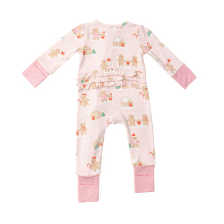 Angel Dear Pink Gingerbread 2 Way Zipper Romper, Angel Dear, All Things Holiday, Angel Dear, Angel Dear 2 Way Zipper Romper, Angel Dear Christmas, Angel Dear Gingerbread, Angel Dear Holiday,