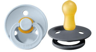 BIBS Pacifier 2 Pack - Baby Blue / Iron, BIBS, Baby Blue, BIBS, BIBS Baby Blue, BIBS BPA-Free Natural Rubber Baby Pacifier, Bibs Classic Pacifier, BIBS Pacifier, BIBS Pacifiers, Bibs Stage 1,