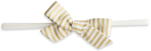 Baby Bling Gold Stripe Cotton Print Skinny Bow Headband, Baby Bling, Baby Bling, Baby Bling Bows, Baby Bling Cotton Print headband, Baby Bling Fall 2018 Release, Baby Bling Gold Stripe, Baby 