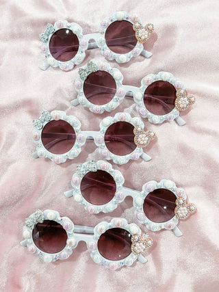 Sienna Sunnies Pearl & Rhinestone Flower Sunnies, Sienna Sunnies, Bow, Bow Sunglasses, Disney, Made in the USA, Minnie, Minnie Mouse, Pearl & Rhinestone Flower Sunnies, Sienna Sunnies, Sungla