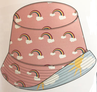 KicKee Pants Blush Rainbow/Spring Sky Partial Sun Reversible Bucket Hat, KicKee Pants, Black Friday, Blush Rainbow, cf-size-toddler-2t-4t, cf-type-hat, cf-vendor-kickee-pants, CM22, Cyber Mon