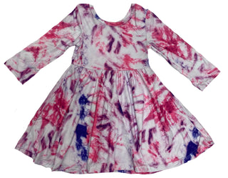 Pink & Purple Tie Dye Dress, SD, Little Girls Dress, Pink & Purple Tie Dye Dress, Saprkledots, SD, Tie Dye, Tie Dye Dress, Tie Dye Twirl Dress, Dress - Basically Bows & Bowties