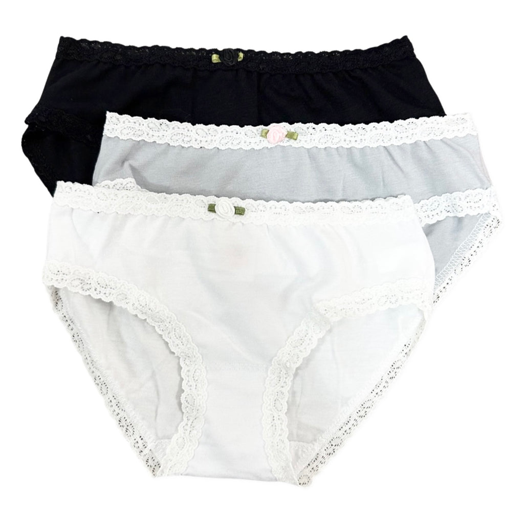 Esme Black / Grey / White 3pc Panty Set