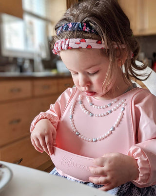 Precious Pearls Kid Cover Bib, KidDazzle, Apron, Bib, Full Cover Bib, Kid Dazzle, KidDazzle, Precious Pearls Kid Cover Bib, Silicone Bib, Bibs - Basically Bows & Bowties