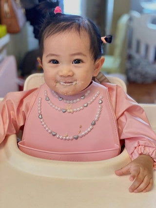 Precious Pearls Kid Cover Bib, KidDazzle, Apron, Bib, Full Cover Bib, Kid Dazzle, KidDazzle, Precious Pearls Kid Cover Bib, Silicone Bib, Bibs - Basically Bows & Bowties