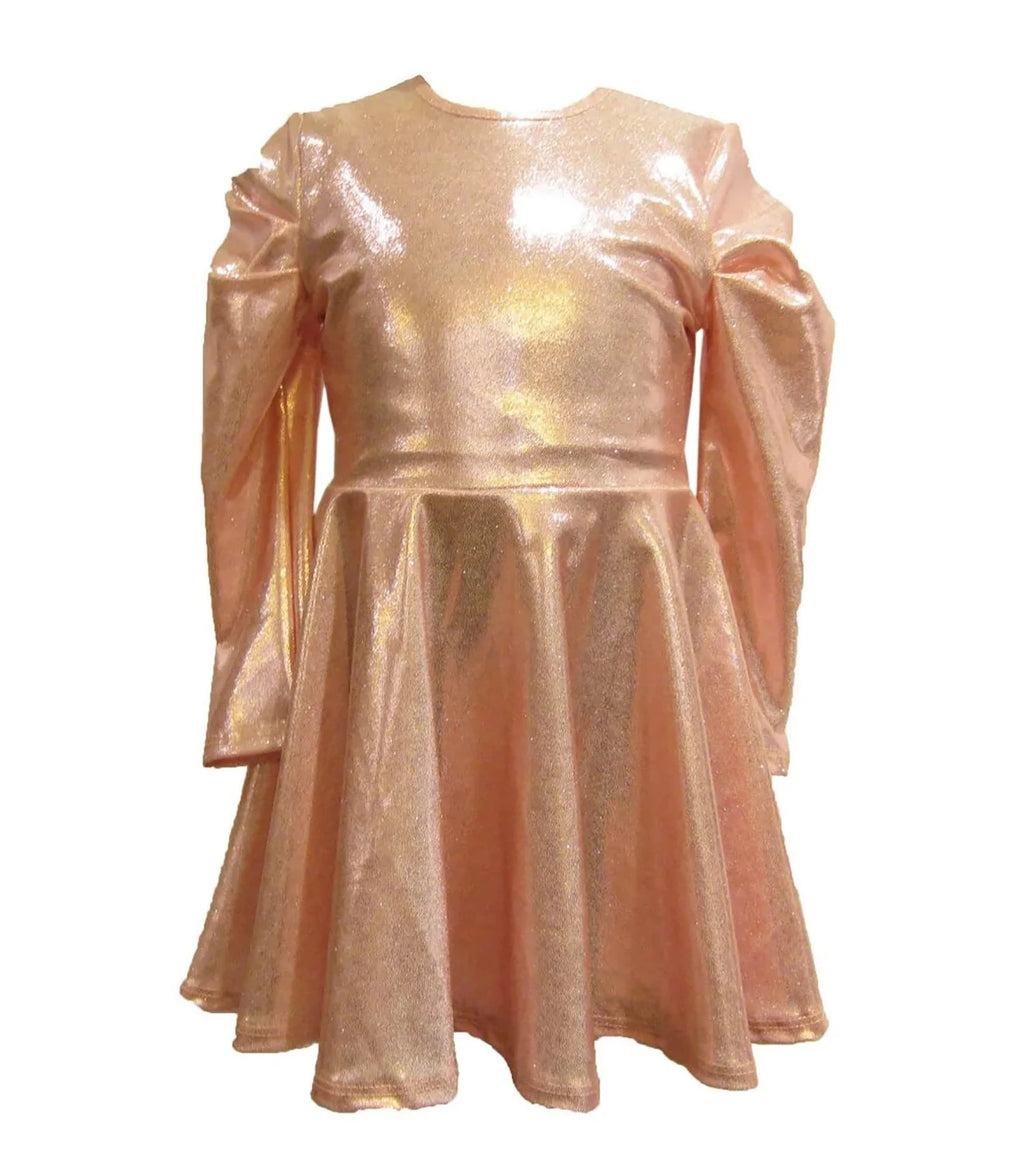 pink metallic skater dress Little Mass Pink Skater Dress – Basically Bows & Bowties