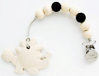 LouLou Lollipop Cream Dinosaur Teether with Holder Set, LouLou Lollipop, Baby Shower Gift, Dino Teether, Dinosaur, Gift for Baby Shower, Lou Lou Lollipop, Lou Lou Lollipop Teether, LouLou Lol