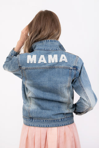 Le La Lo Mama Appliqué Denim Jacket, LE LA LO, cf-size-large, cf-size-medium, cf-size-xlarge, cf-type-coats-&-jackets, cf-vendor-le-la-lo, Denim Jacket, LE LA LO, LE LA LO Denim Jacket, Mama