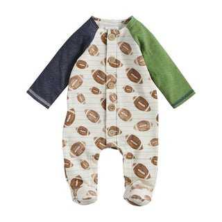Mud Pie Button Down Football Sleeper, Mud Pie, cf-size-0-3-months, cf-type-footie, cf-vendor-mud-pie, CM22, Football Footie, Gender Neutral, Gender Neutral Baby Gift, Gender Neutral Unisex, J