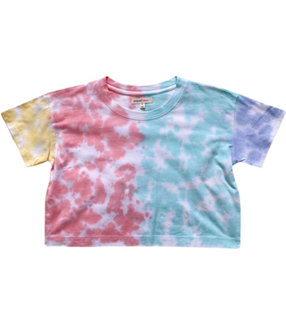 Paper Flower Multi-Color Tie Dye S/S Crop Tee, Paper Flower, CM22, Crop Tee, JAN23, Paper Flower, Paper Flower Multi-Color Tie Dye S/S Crop Tee, Tee - Basically Bows & Bowties