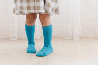 Little Stocking Co Knee High Socks - Peacock / Teal, Little Stocking Co, Cable Knit Knee High, Cable Knit Knee High Socks, cf-size-0-6-months, cf-size-1-5-3y, cf-size-6-18-months, cf-type-kne