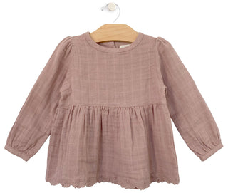 City Mouse Muslin Lace Hem Tunic - Dusty Rose, City Mouse, city mouse baby clothes, City Mouse Clothing, City Mouse Dusty Rose, City Mouse Dusty Rose Muslin Lace Hem Tunic, City Mouse Muslin