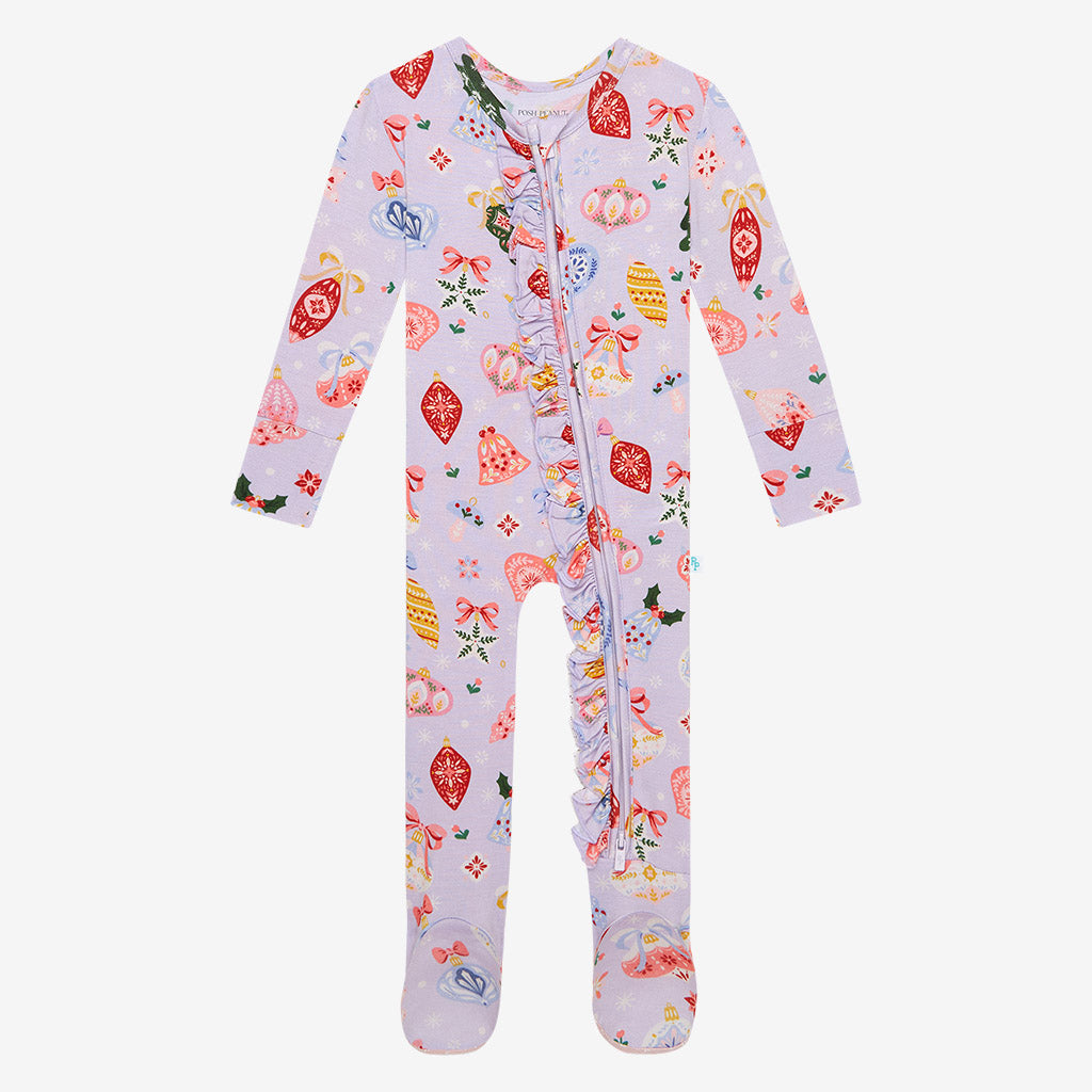 Pretty Bows Printed Ruffle Footie