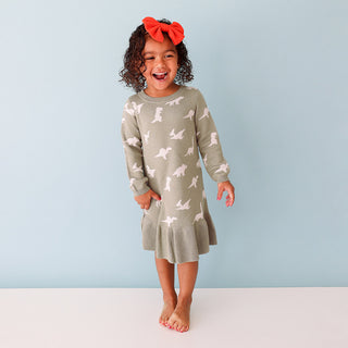 Posh Peanut Poshosaurus Jacquard L/S Dress, Posh Peanut, cf-size-4t, cf-size-5t, cf-type-dresses, cf-vendor-posh-peanut, Dinosaur, Dress, Dresses, Jacquard, Posh Peanut, Posh Peanut Jacquard,