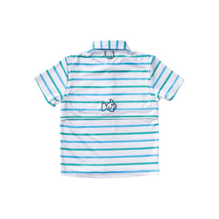 Prodoh Performance Polo in Water Garden Stripe, Prodoh, CM22, Collared Shirt, JAN23, Polo Shirt, Prodoh, Prodoh Performance Polo, Prodoh Performance Polo in Water Garden Stripe, Short Sleeve