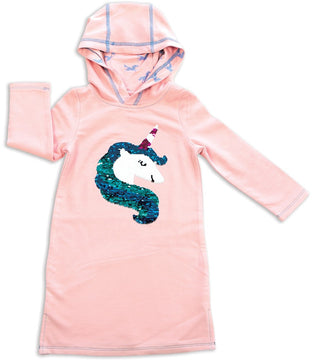 Silkbery Baby Magic Unicorn Reversible Sequin Hoodie Dress, Silkberry Baby, cf-size-2t, cf-type-dress, cf-vendor-silkberry-baby, CM22, Cyber Monday, Els PW 5060, Els PW 8258, End of Year, End