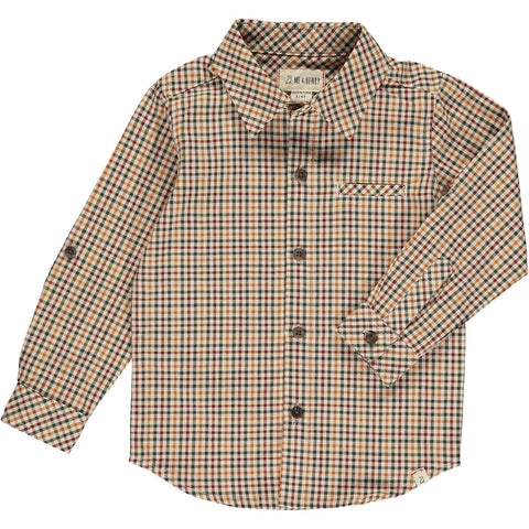 Me & Henry Atwood Woven Shirt - Navy / Gold Plaid