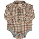 Me & Henry Jasper Woven Onesie - Navy / Gold Plaid, Me & Henry, Boys Clothing, cf-size-12-18-months, cf-size-18-24-months, cf-size-3-6-months, cf-size-6-9-months, cf-size-9-12-months, cf-type