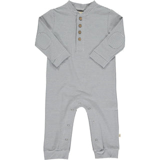 Me & Henry Niota Romper - Grey & White Stripe, Me & Henry, Boys Clothing, cf-size-0-3-months, cf-size-12-18-months, cf-size-18-24-months, cf-size-3-6-months, cf-size-9-12-months, cf-type-romp